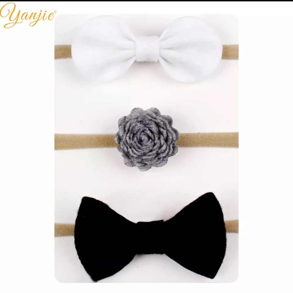 3 soft nylon headbands